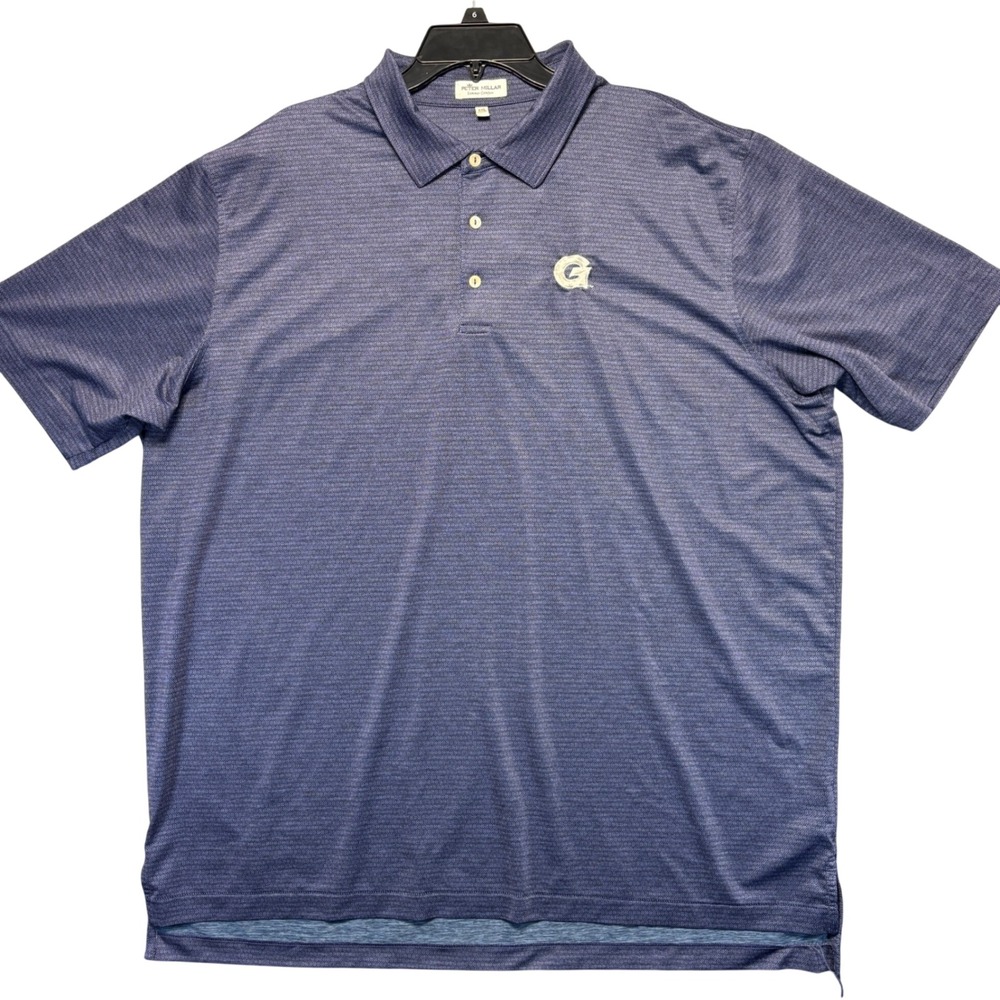 Peter Millar Summer Comfort Polo Shirt Mens XXL Navy Georgetown Hoyas G Logo